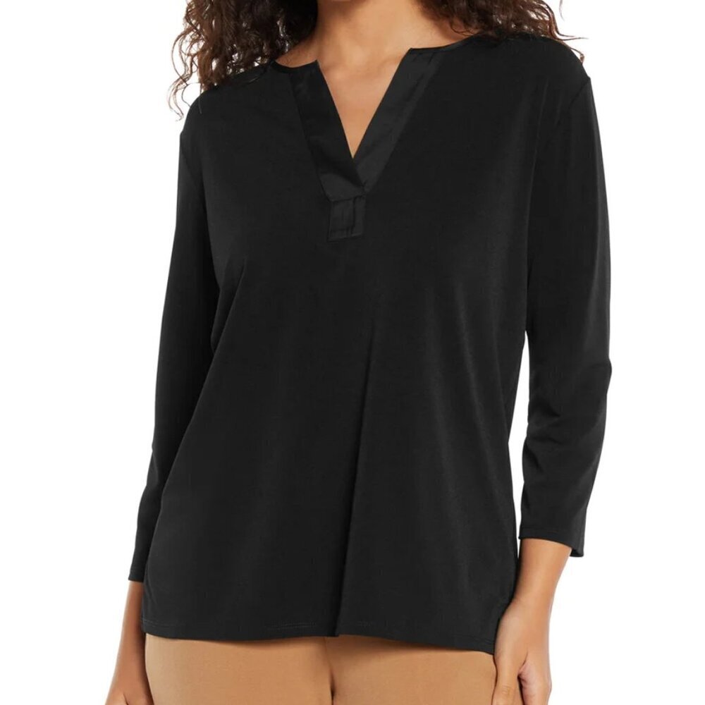 Nwt - Banana Republic Ladies' Black V-Neck Top Size L
